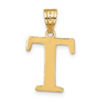 14k Polished Etched Letter T Initial Pendant - Image 3