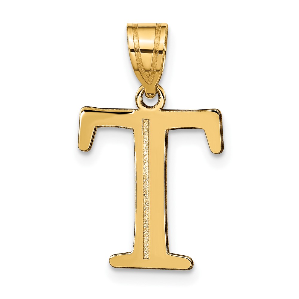 YC1437T.jpg 14k Polished Etched Letter T Initial Pendant - Image 1
