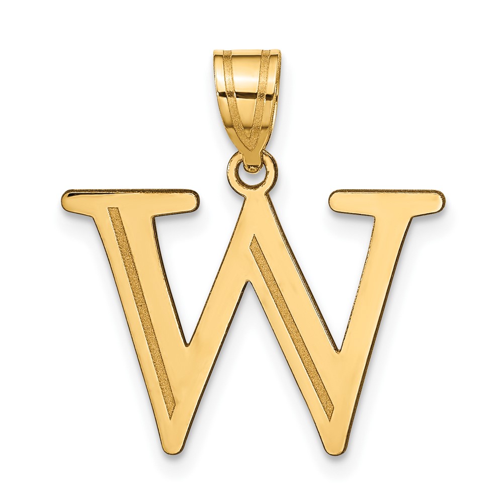 YC1437W.jpg 14k Polished Etched Letter W Initial Pendant - Image 1