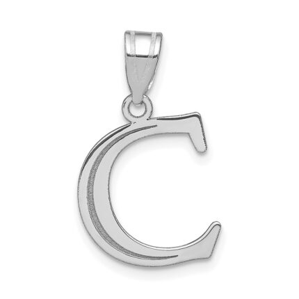 14kw Polished Etched Letter C Initial Pendant