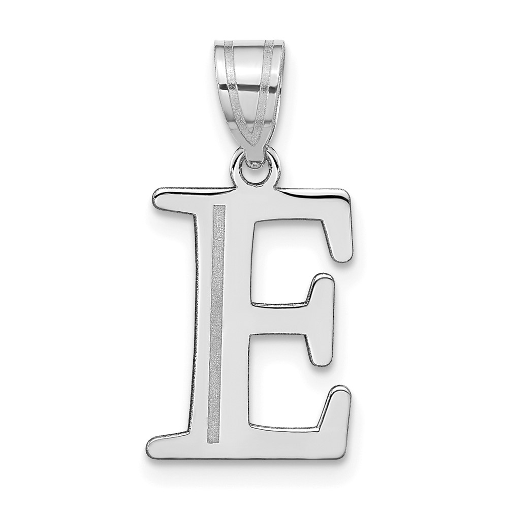 YC1437WE.jpg 14kw Polished Etched Letter E Initial Pendant - Image 1