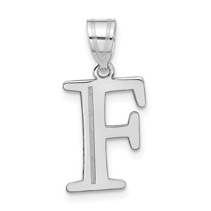 14kw Polished Etched Letter F Initial Pendant