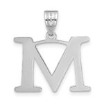 14kw Polished Etched Letter M Initial Pendant - Image 3