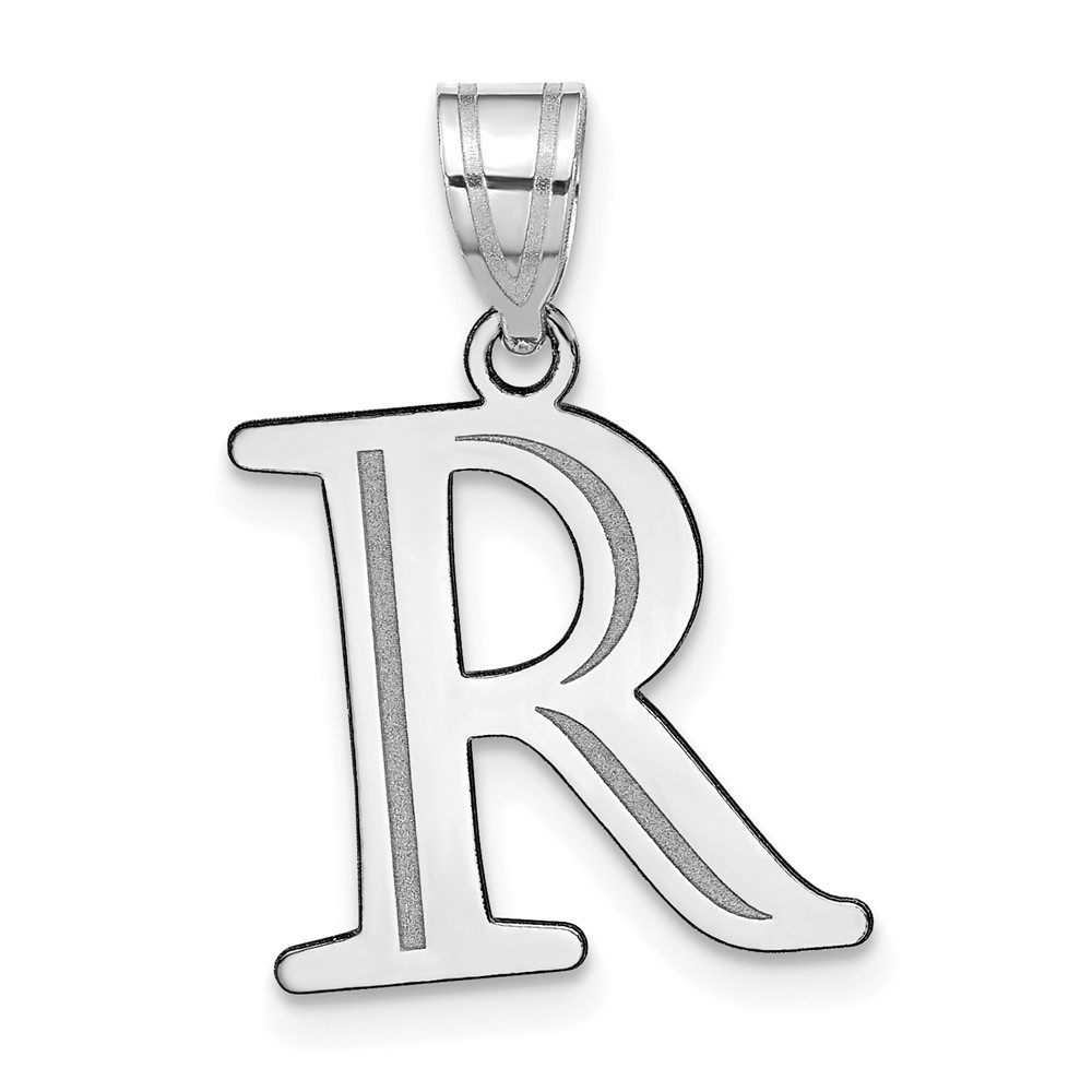 YC1437WR.jpg 14kw Polished Etched Letter R Initial Pendant - Image 1