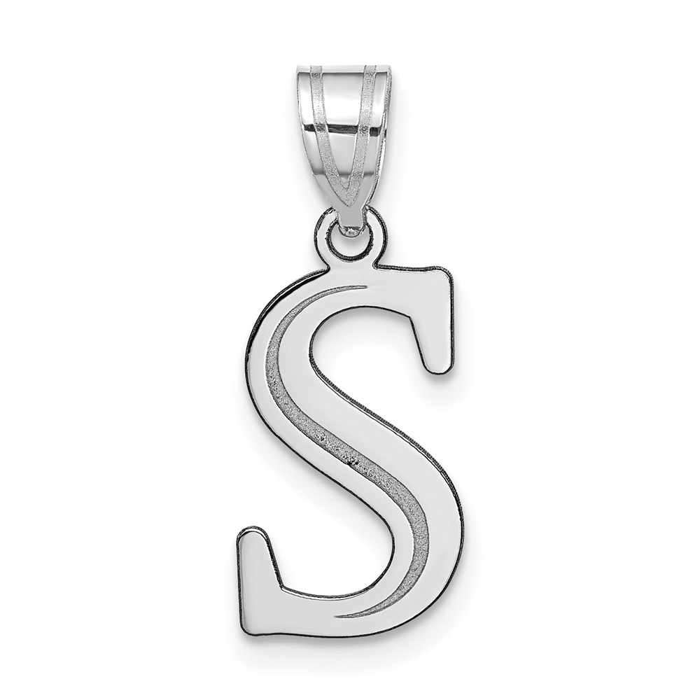 YC1437WS.jpg 14kw Polished Etched Letter S Initial Pendant - Image 1