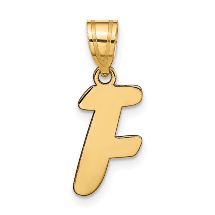14k Polished Script Letter F Initial Pendant