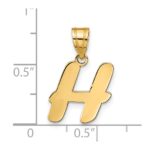 14k Polished Script Letter H Initial Pendant - Image 4