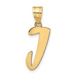 14k Polished Script Letter J Initial Pendant
