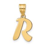 14k Polished Script Letter R Initial Pendant