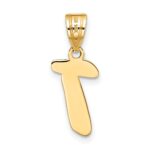 14k Polished Script Letter T Initial Pendant - Image 3