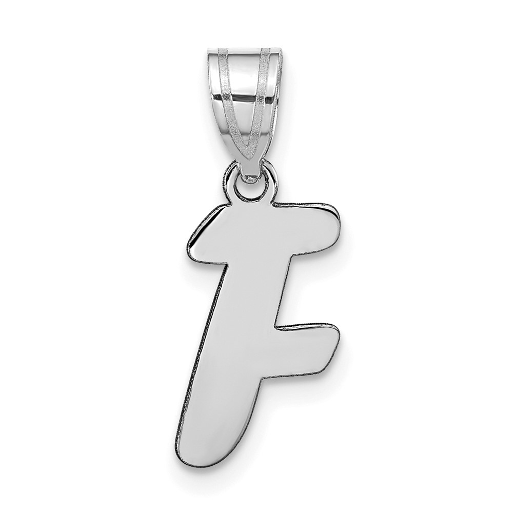 YC1438WF.jpg 14kw Polished Script Letter F Initial Pendant - Image 1