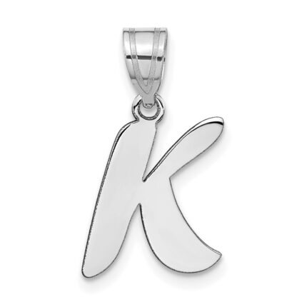 14kw Polished Script Letter K Initial Pendant
