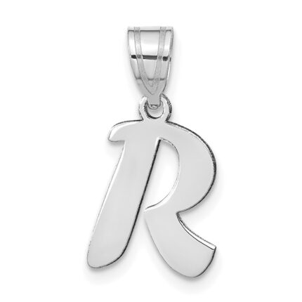 14kw Polished Script Letter R Initial Pendant