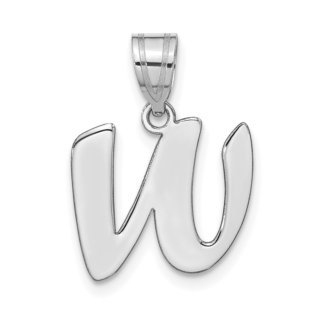 YC1438WW.jpg 14kw Polished Script Letter W Initial Pendant - Image 1