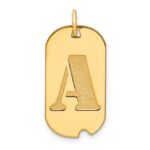 14k Polished Letter A Initial Dog Tag Pendant