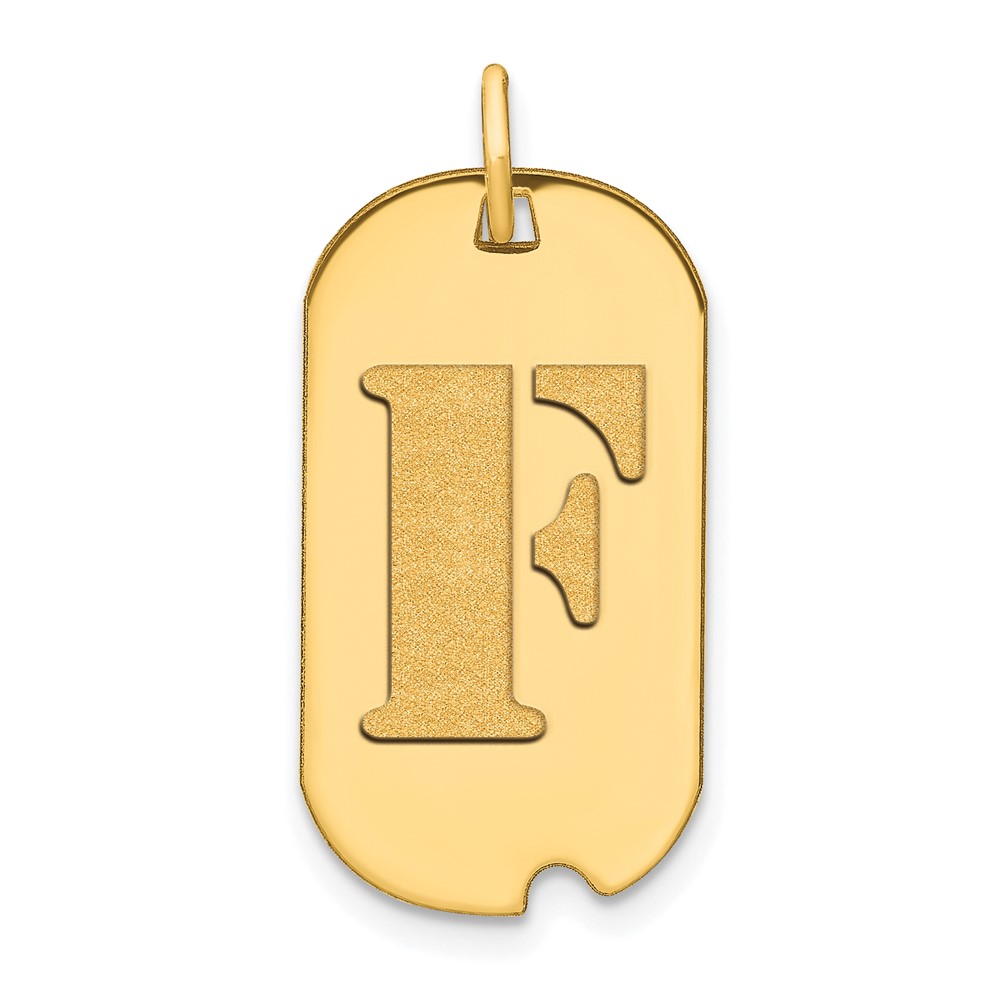 YC1439F.jpg 14k Polished Letter F Initial Dog Tag Pendant - Image 1