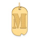 14k Polished Letter M Initial Dog Tag Pendant