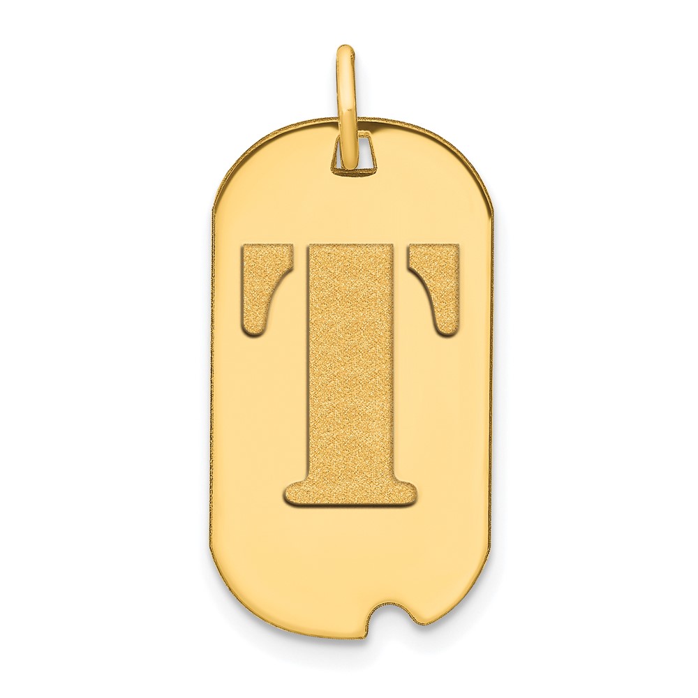 YC1439T.jpg 14k Polished Letter T Initial Dog Tag Pendant - Image 1