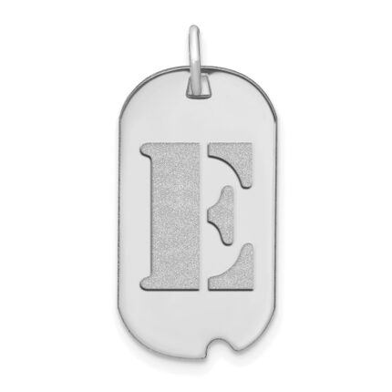 14kw Polished Letter E Initial Dog Tag Pendant