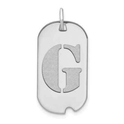 14kw Polished Letter G Initial Dog Tag Pendant