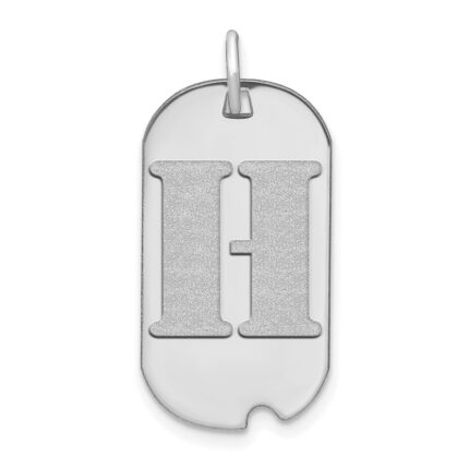 14kw Polished Letter H Initial Dog Tag Pendant