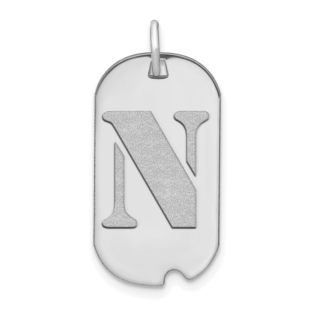YC1439WN.jpg 14kw Polished Letter N Initial Dog Tag Pendant - Image 1