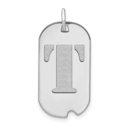 14kw Polished Letter T Initial Dog Tag Pendant