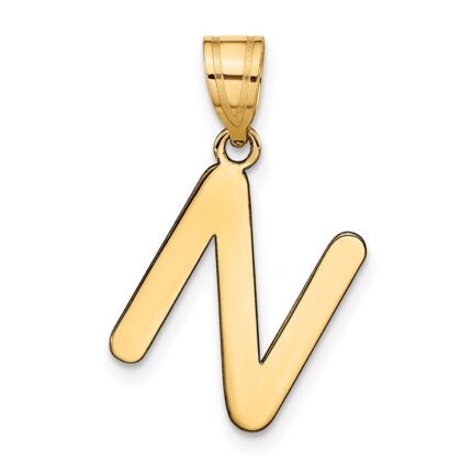 14k Polished Bubble Letter N Initial Pendant