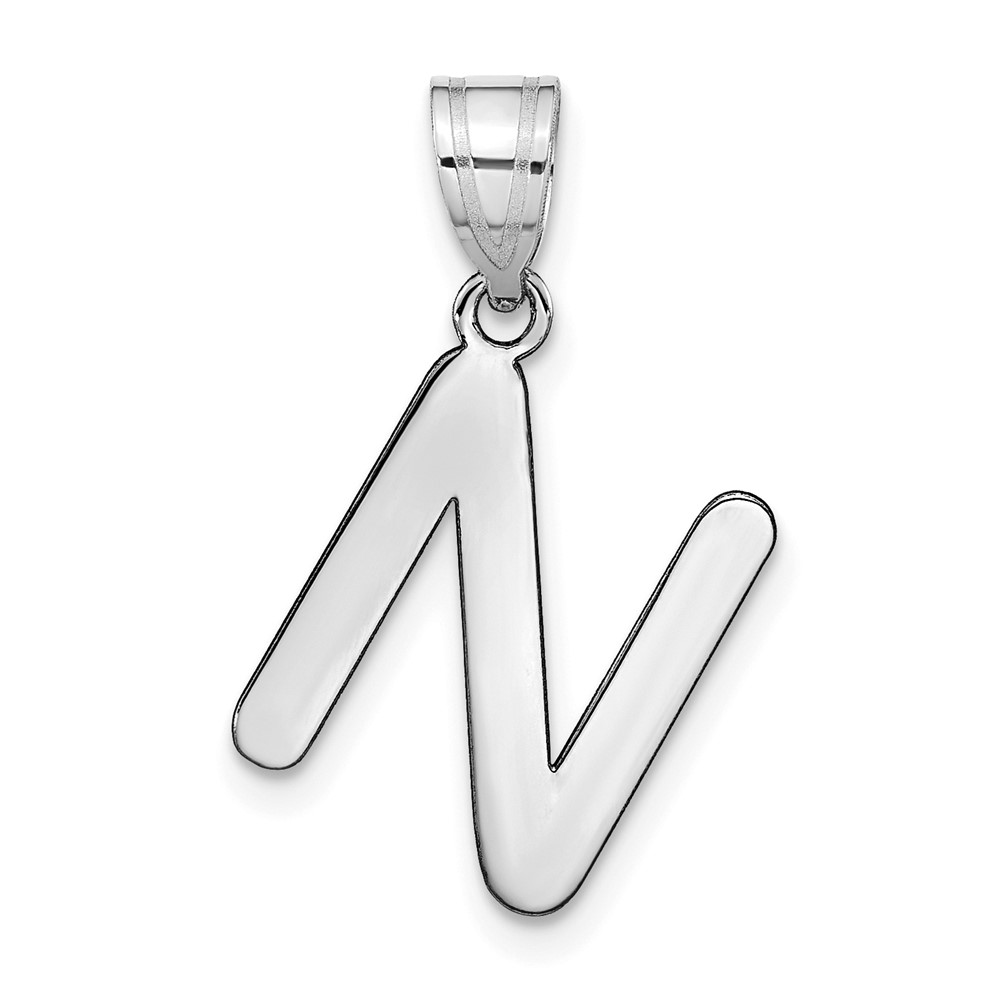 YC1441WN.jpg 14kw Polished Bubble Letter N Initial Pendant - Image 1