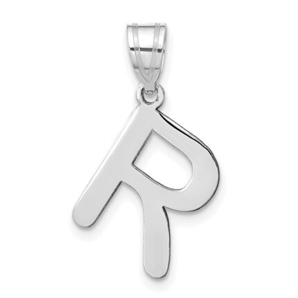 14kw Polished Bubble Letter R Initial Pendant
