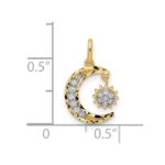 14k CZ Diamond-cut Moon and Dangle Sun Pendant - Image 3