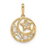 14k CZ Star and Moon Pendant