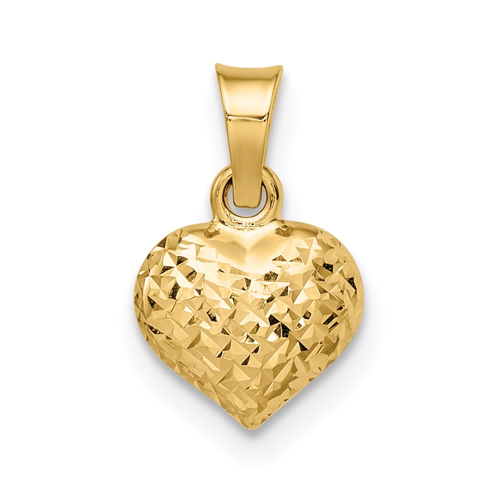 YC1505.jpg 14k Polished Diamond-cut Small Puffed Heart Pendant - Image 1