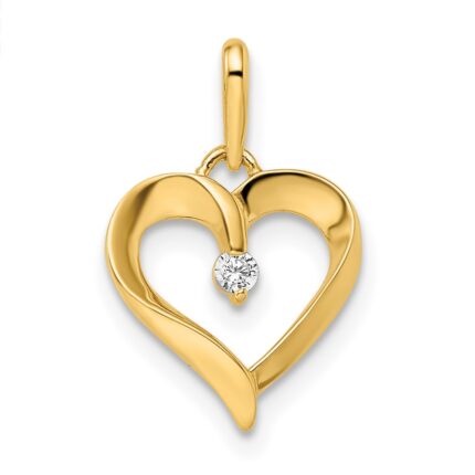 14k CZ Heart Pendant