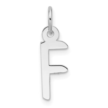 14K White Gold  Slanted Block Letter F Initial Charm