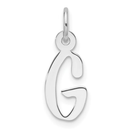 14K White Gold  Slanted Block Letter G Initial Charm