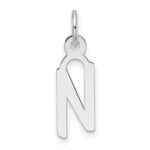 14K White Gold  Slanted Block Letter N Initial Charm