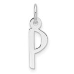 14K White Gold  Slanted Block Letter P Initial Charm