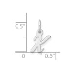 14k White Gold Small Script Letter K Initial Charm - Image 4