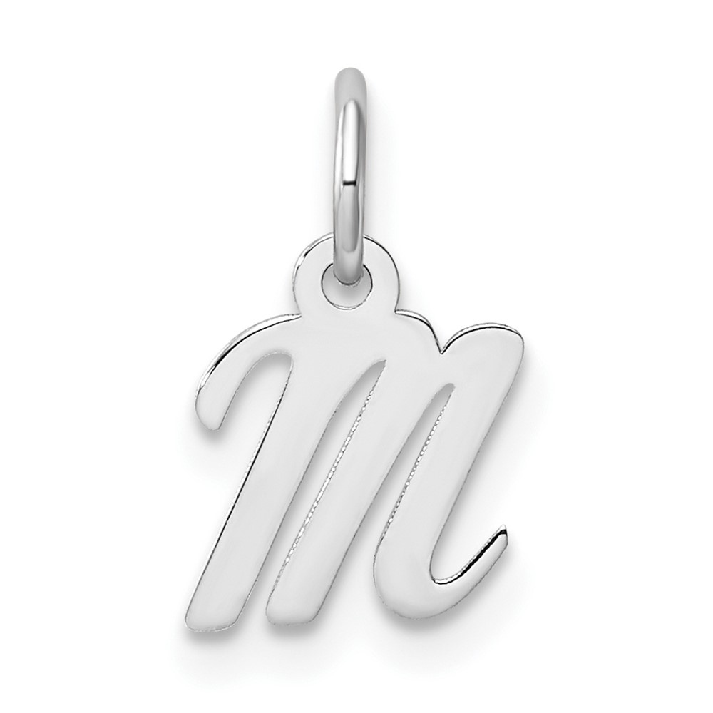 YC1527M.jpg 14k White Gold Small Script Letter M Initial Charm - Image 1