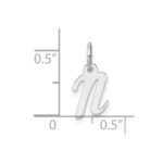 14k White Gold Small Script Letter N Initial Charm - Image 4