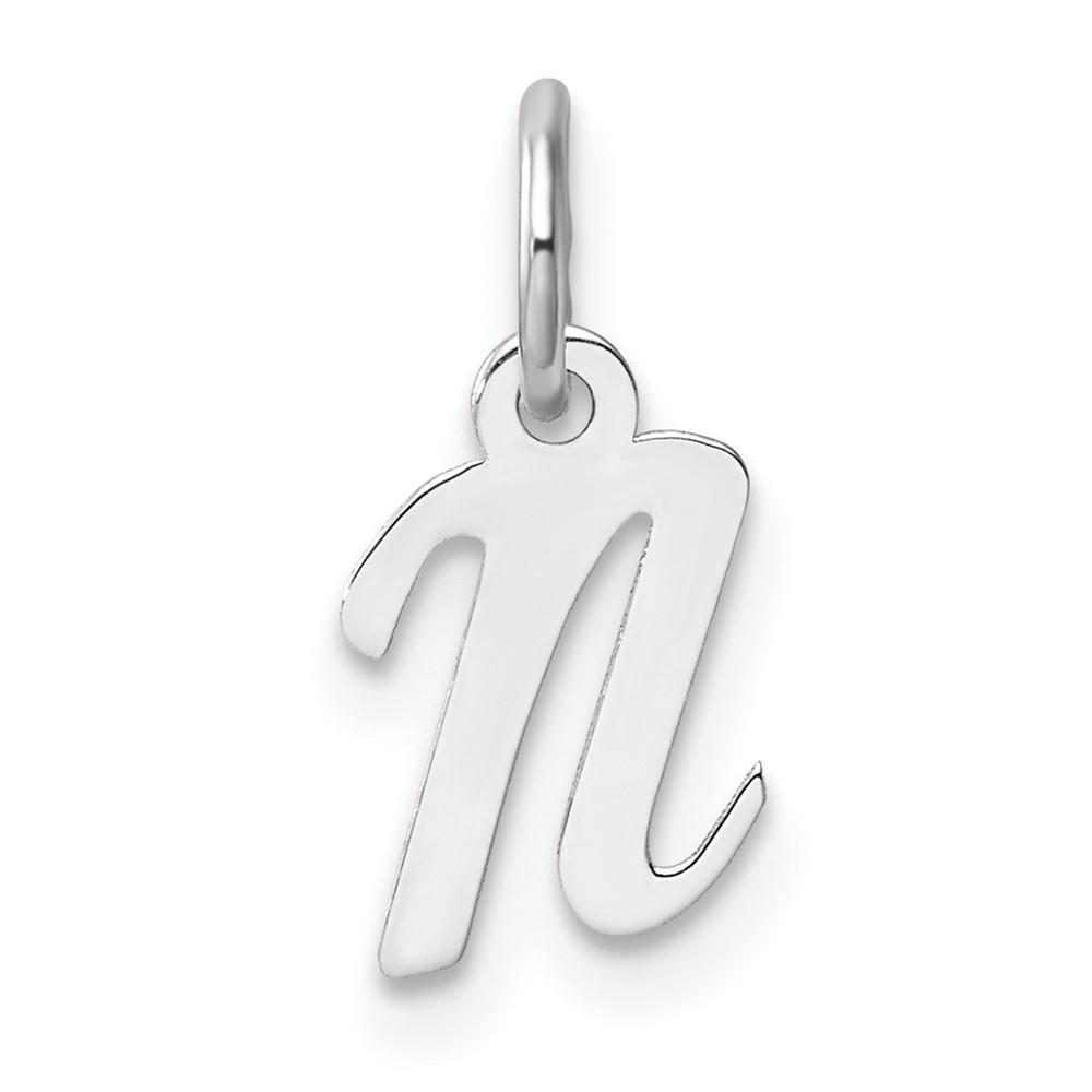 YC1527N.jpg 14k White Gold Small Script Letter N Initial Charm - Image 1