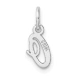 14k White Gold Small Script Letter O Initial Charm - Image 3