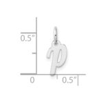 14k White Gold Small Script Letter P Initial Charm - Image 4