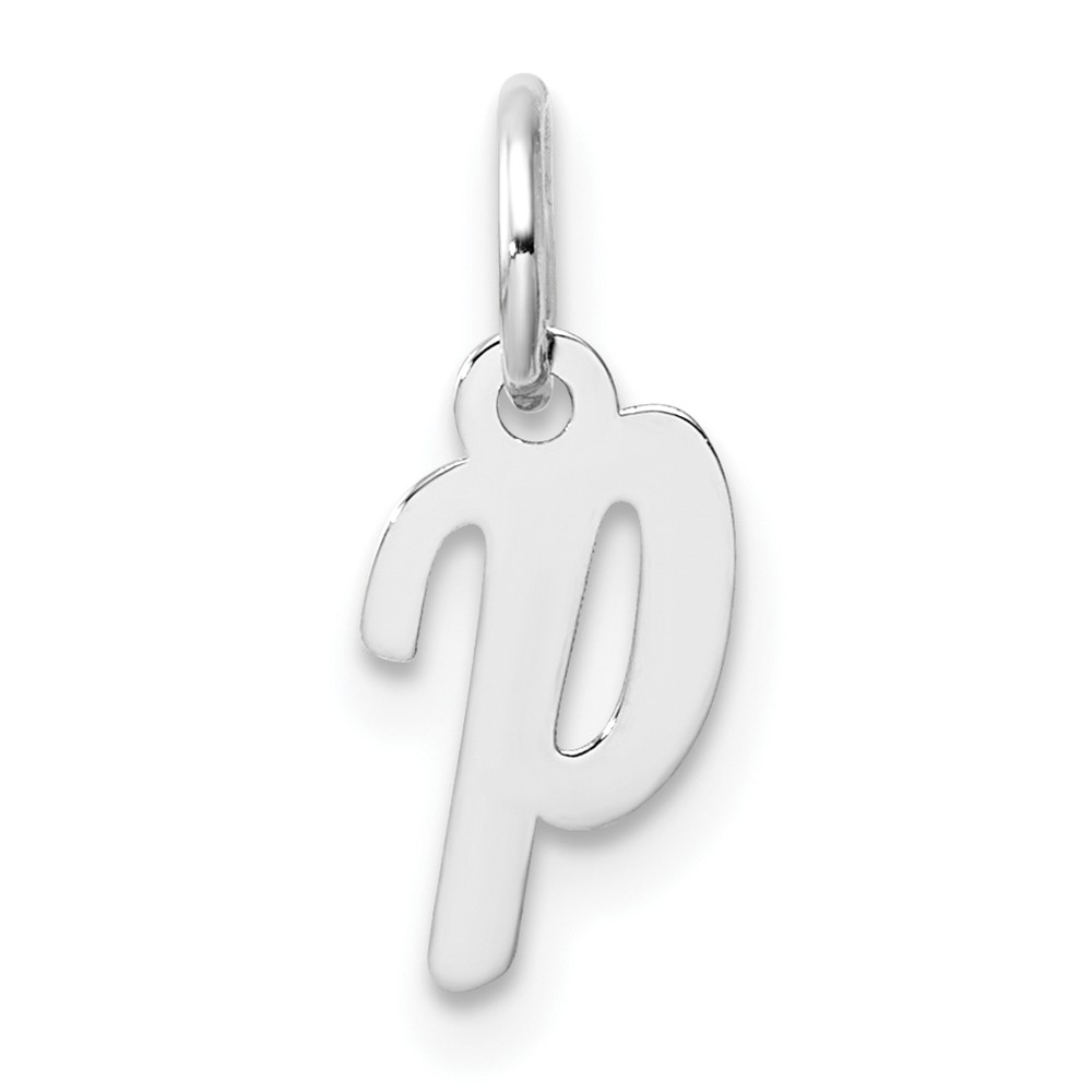 YC1527P.jpg 14k White Gold Small Script Letter P Initial Charm - Image 1