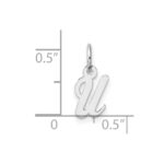 14k White Gold Small Script Letter U Initial Charm - Image 4