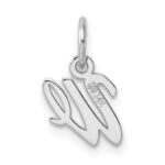 14k White Gold Small Script Letter W Initial Charm - Image 3