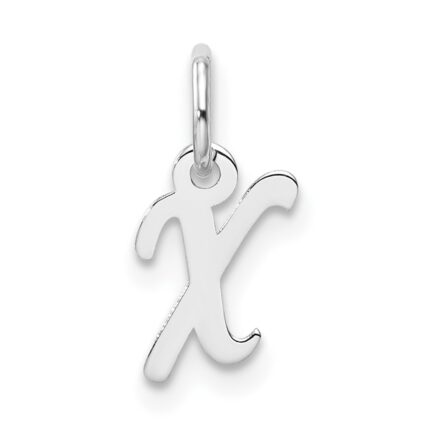 14k White Gold Small Script Letter X Initial Charm