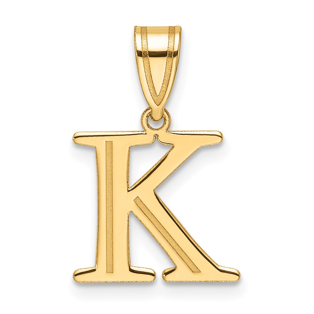 YC1539K.jpg 14k Polished Etched Letter K Initial Pendant - Image 1