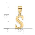 14k Polished Etched Letter S Initial Pendant - Image 4